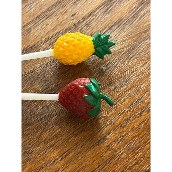 16 Vintage Strawberry & Pineapple Party Picks. Food picks. cupcake. Decor. Fruit - Picture 3 of 5